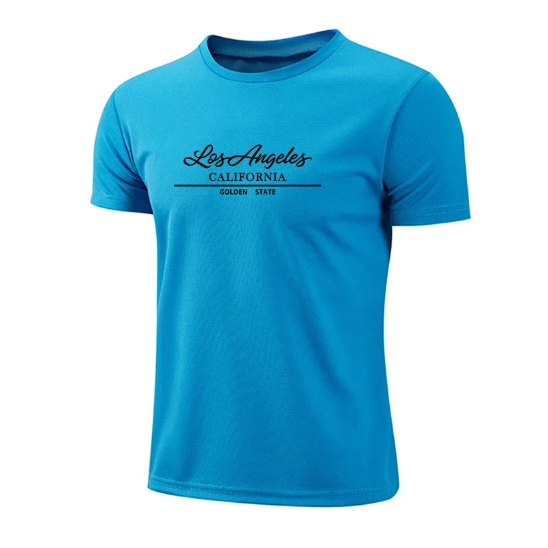 Summer Mens T-shirts Casual O-Neck Short Sleeve Outdoor Sports Jogging Man Clothes 2026 Quick-Drying Mesh Tees Urban Print Tops