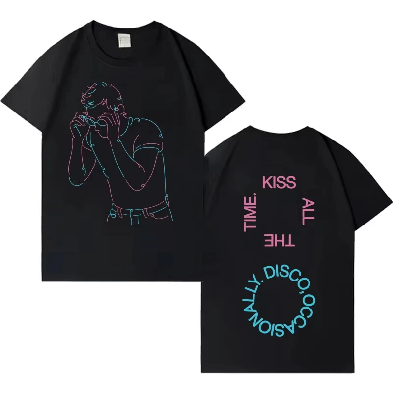 Singer Harry Styles Kiss All The Time Disco Occasionally 2026 Manga Pure Cotton T Shirt Men Women Fashion Casual Tshirt Summer