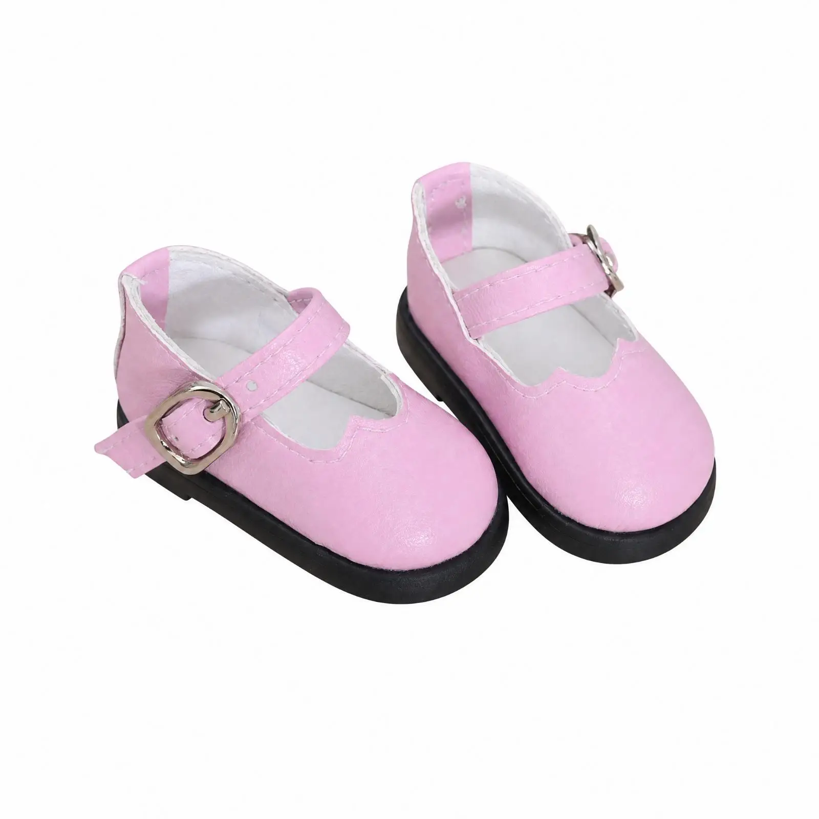 Handmade PU Doll Shoes Glossy Finish Buckle Strap Doll Shoes Long-Lasting Rounded Toe