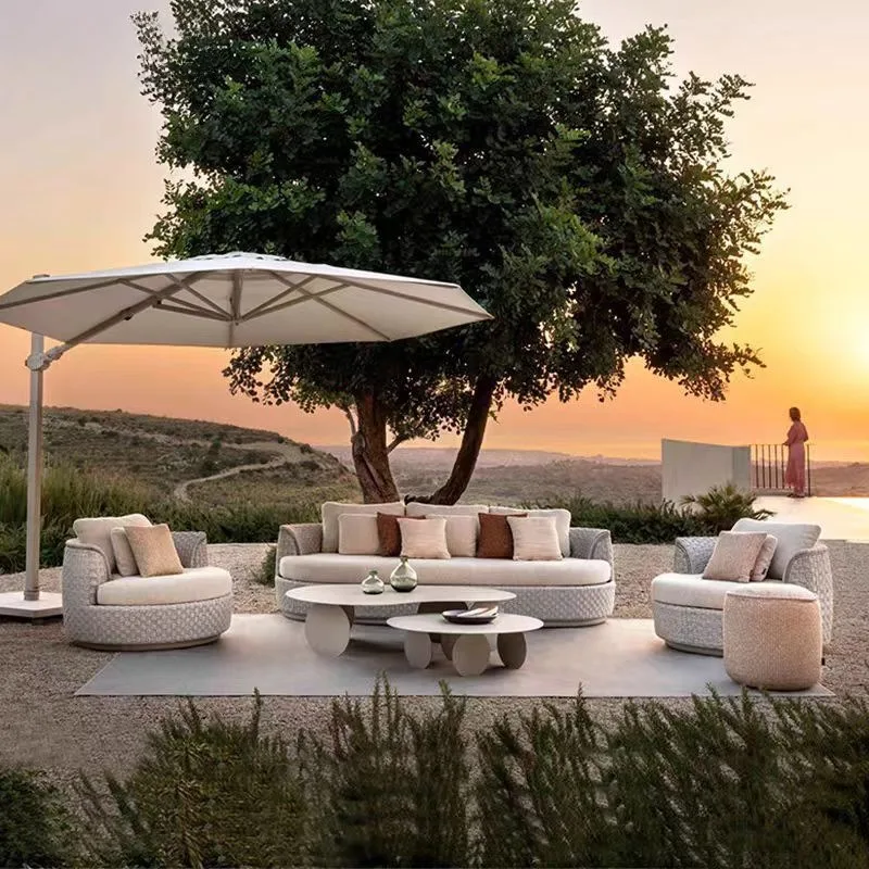 

Outdoor sofa, courtyard waterproof and sunscreen, open-air balcony, lazy round bed, villa outdoor garden creative furniture