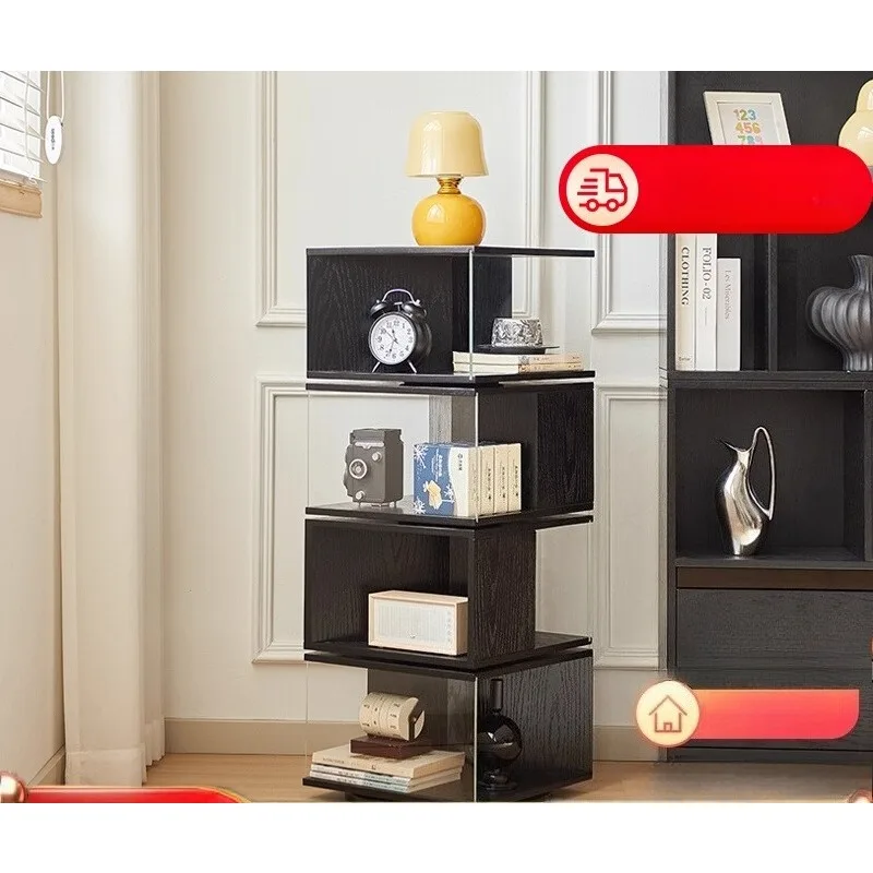 Solid wood bookshelf medieval rotating floor-to-ceiling living room storage corner corner cabinet storage corner bookcase