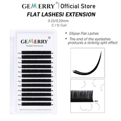 GEMERRY Ellipse Flat Lashes Extension For Professional Eyelashes Split Tip Individual Soft Silk 0.15 Flat Eyelash Makeup Supplie