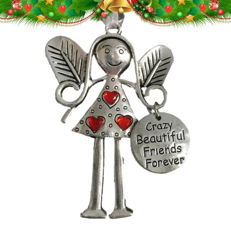 Crazy Beautiful Friends Forever Angel Friendship Metal Christmas Tree Hanging Decoration Guardian Angel Gift For Friends