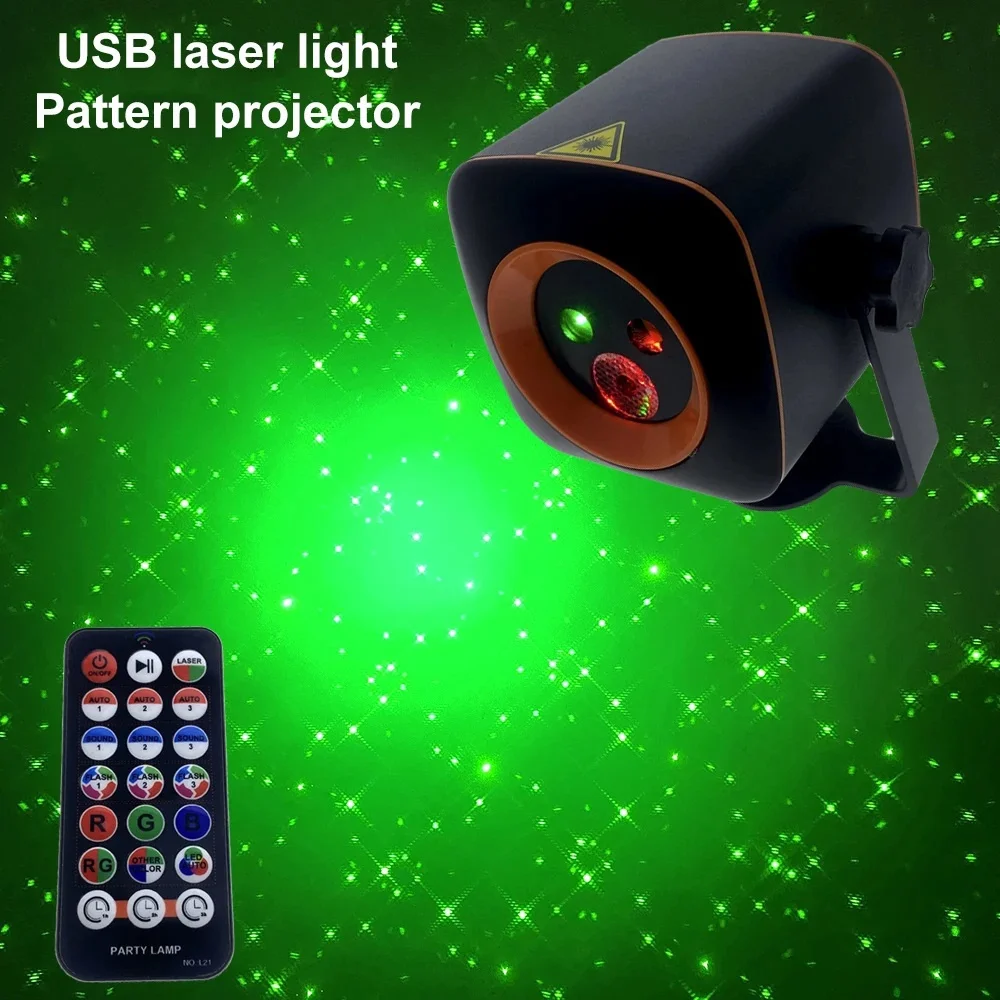 USB recarregável RGB cor 60 padrões projetor luz som ativado decoração de festa discoteca interna para férias