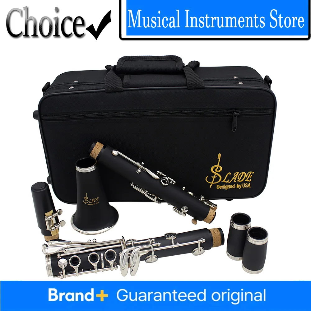 

SLADE Bb Clarinet 17 Keys Synthetic Rubber Body Clarinet Dual Adjustable Barrel with Parts for Grade Exam & Stage Performance