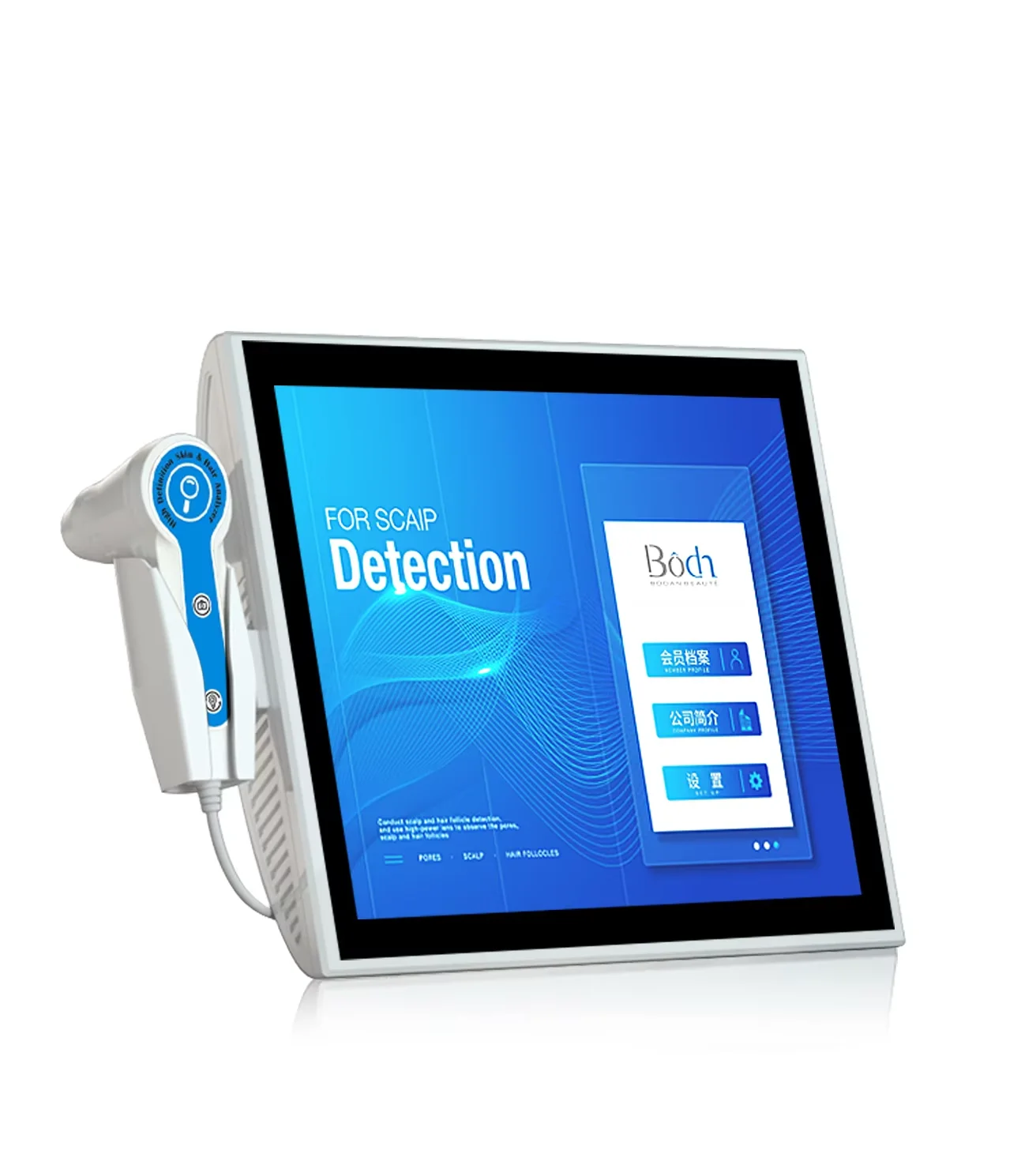 

Newest Dermatoscope 3d 4d 15 Inxch Home Use Facial Skin Scanner and Hair Scalp Analysis Analyzer Machine With Diagnosis
