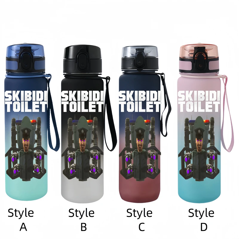 650ML Skibidi Toilet  Anime Characters Water Cup Portable Children's  Outdoor  Large Capacity Plastic Antidrip Water Bottle