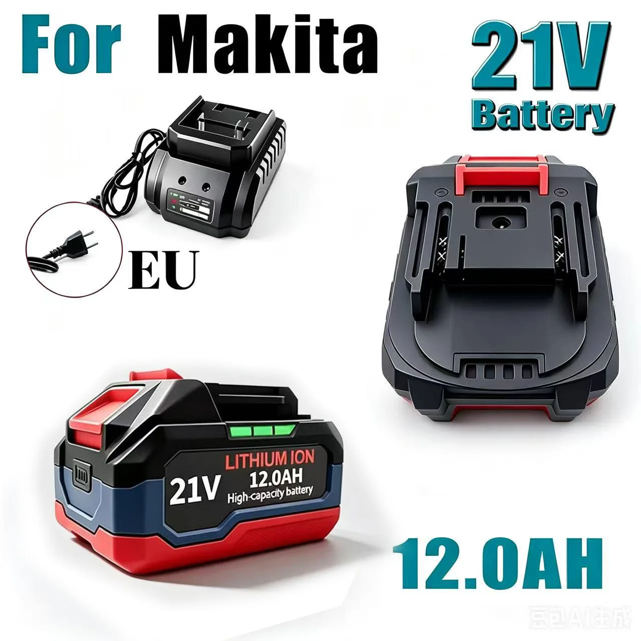 

For Makita 18V-21V For Makita Tool Lithium Battery 6.0ah 9.0ah 12.0ah Fast Charging Safety Certified for Electric Drill/Driver