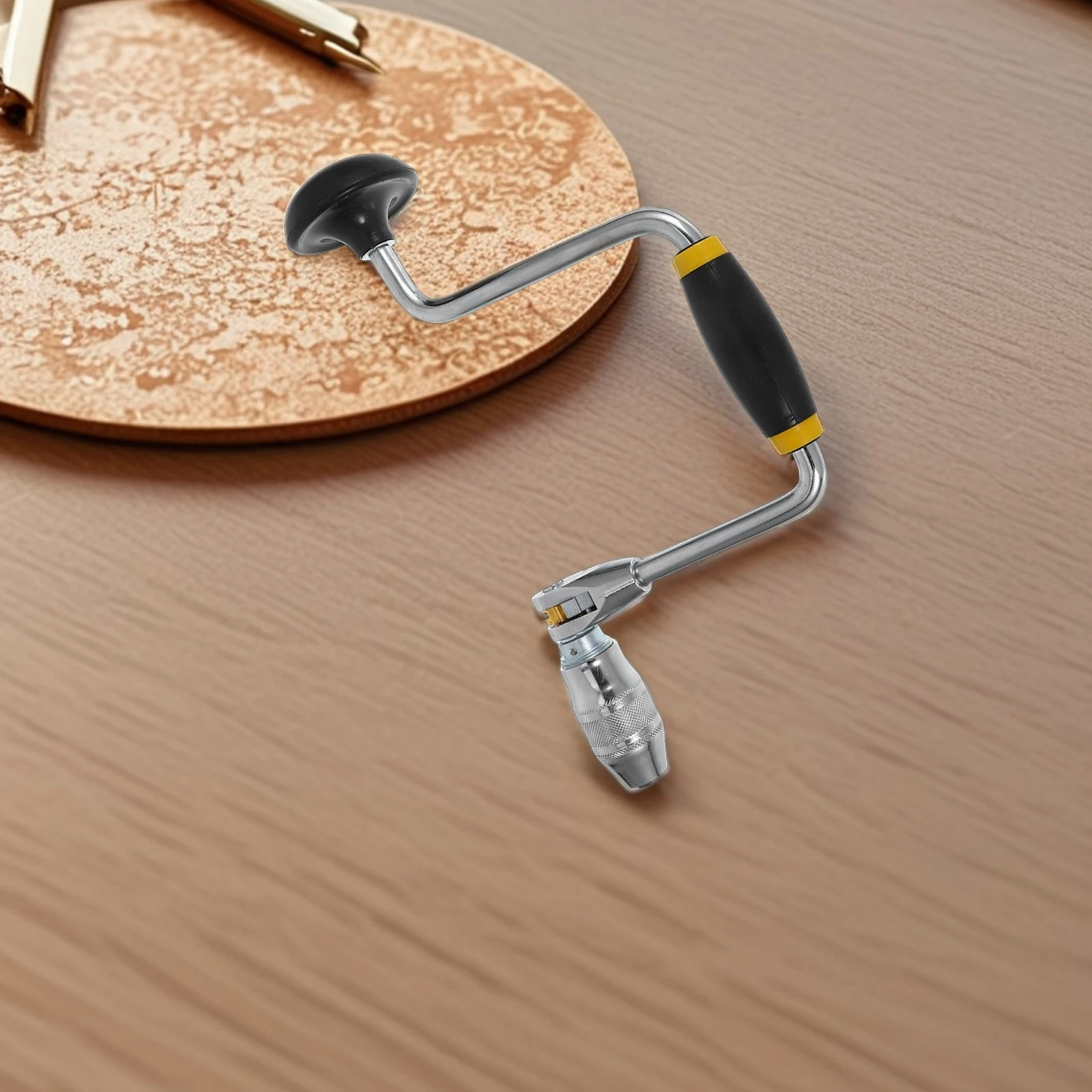 

Manual Steel Hole Punch Hand Drill Non-Slip Handle Easy Use Carpenter Bit Brace for Jewelry Making Woodworking Crafts