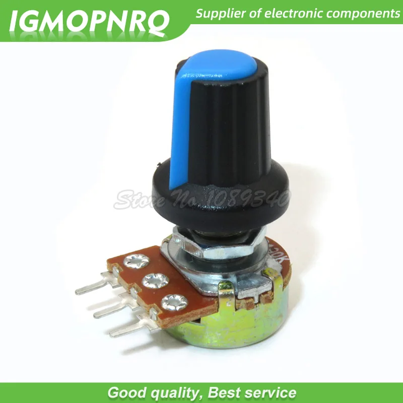 9PCS WH148 Linear Taper Rotary Potentiometer With Knob Cap Blue B1K~B1M  1K 2K 5K B10K 20K 50K 100K 500K 1M Ohm AG2  IGMOPNRQ