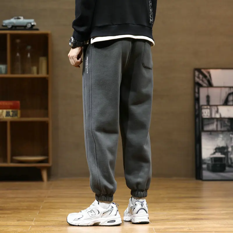 بنطلون رياضي فضفاض للرجال، بنطلون رياضي عصري للخريف، بنطلون كاجوال بخصر مطاطي، مزيج من القطن والبوليستر، ماركة أزياء شبابية