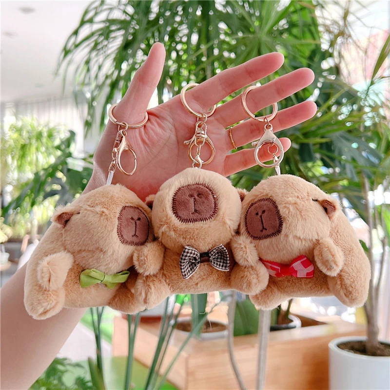 Capybara Plush Keychains Cute Bag Pendant Simulation Capibara Anime Fluffty Toys