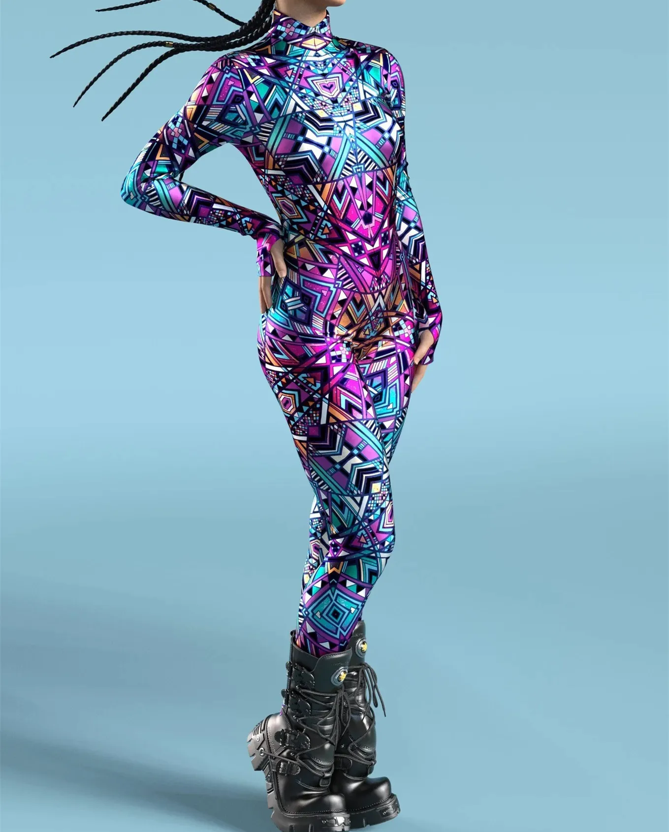 Halloween Roboter Festival Cosplay Kostüm Rüstungsanzug Fischschuppen-Druck Kleidung für Frauen Rollenspiel Party Bodysuit Outfits – Detail 3
