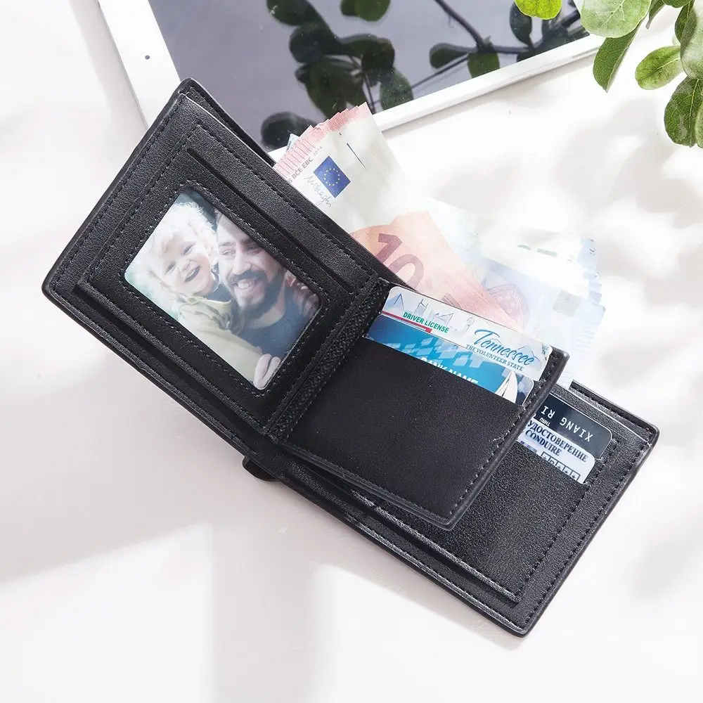 

Color Contrast Men's Short Wallet Waterproof Multi-position Men Coin Pocket Contracted Comfortable Men's Card Holder Male