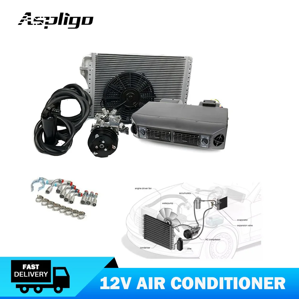 Aspligo Universal Car Air Conditioner Compressor Under Dashboard Evaporator Kit Automotive Air Conditioning Heat Cool System New