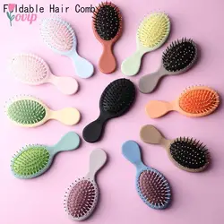 Travel Foldable Hair Comb with Mirror Brush Massage Anti Static Hair Comb Hairdressing Personality Hairpin Styling Combs Tool