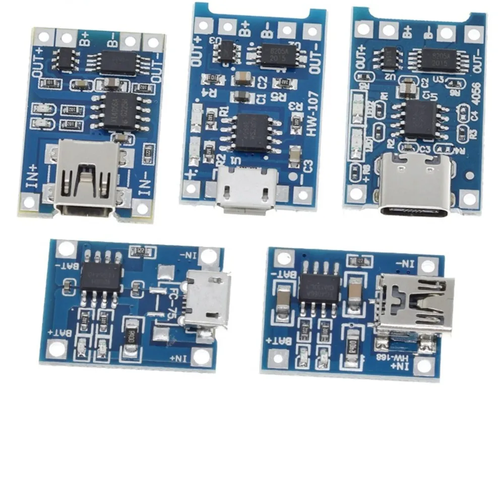 1PCS 5V 1A Micro/Type-c/Mini 18650 TP4056 Lithium Battery Charger Module Charging Board With Protection Dual Functions Li-ion