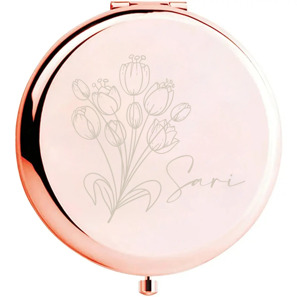 

1 pc Blooming flowers Customized Name Laser engraving Mirror With Name Wedding Guest Gifts