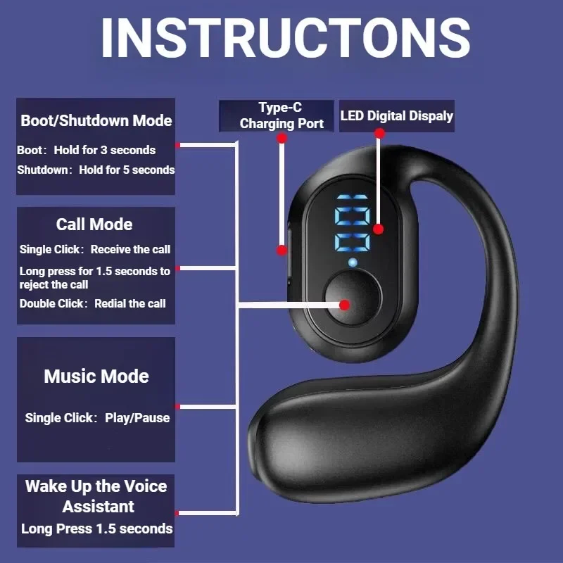 KY2 PRO Drahtlose Kopfhörer Air Conduction OWS Kopfhörer HiFi Ohrbügel Musik Sport Noise Cancel Headset Für Alle Smartphones