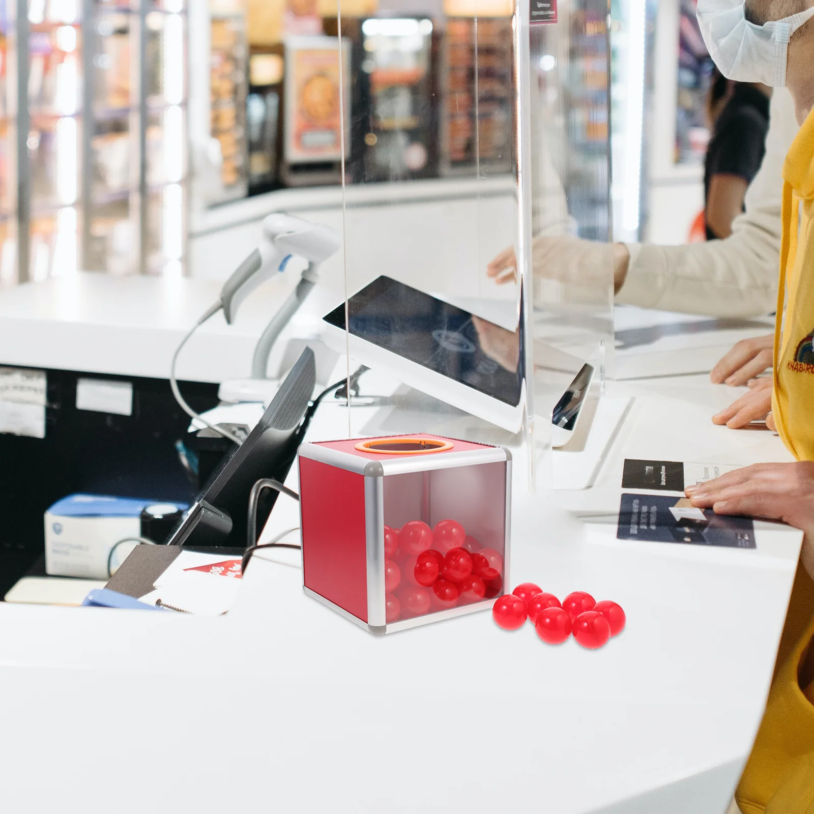 

50pcs Raffle 20 Cm Red Donation For Fundraising Voting Contest Lottery Ball Machine Clear Ballot Box Tip Jar Business Card