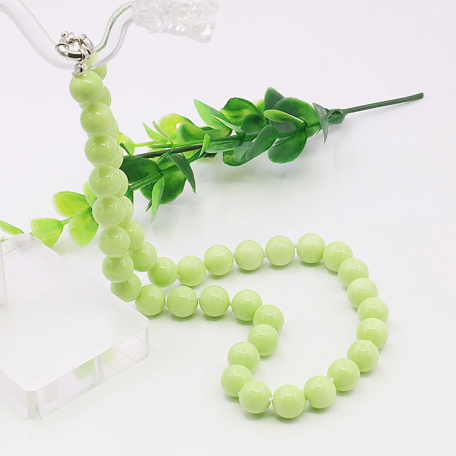 8/10/12/mm Natural Green Shell Round Bead Pearl Necklace/Earring Set,Classic button,Women\'s Party Gift DIY Jewelry Making/design