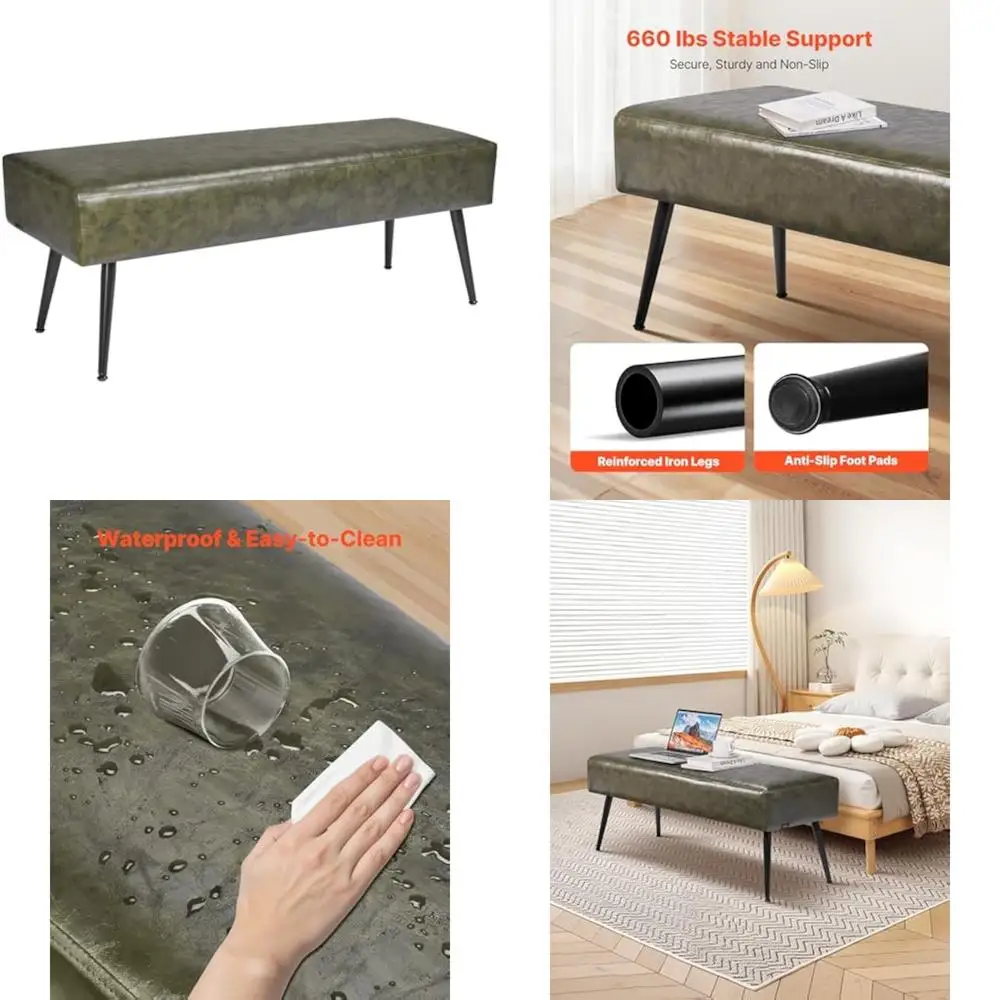 

leatherette upholstered bedroom bench with shoe storage for living and hallway spaces