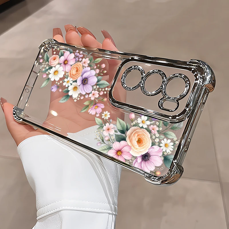 Pink Tulip Purple Peony Flower Phone Case For Honor X9d X8d X7d X5b X6a X7c X8c X5c Plus Transparent TPU Anti Scratch Cases Capa