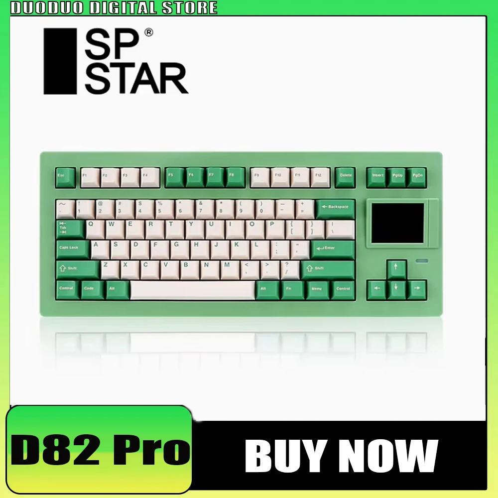 

Sp-Star D82 Pro Беспроводная 3-режимная механическая клавиатура Смарт-экран Bluetooth Игровая клавиатура Rgb Прокладка с возможностью горячей замены Аксессуары для ПК