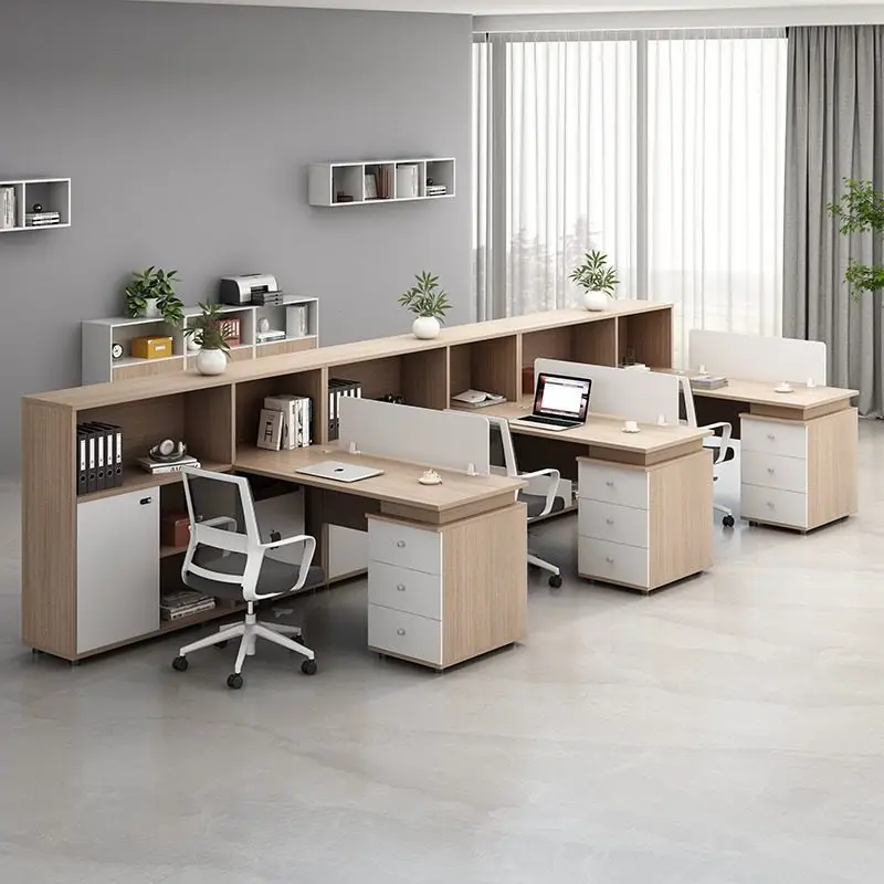 Simple And Modern Double Financial Computer Desk Staff Office Desk And Chair Combination Staff 4/four Screen Work Space