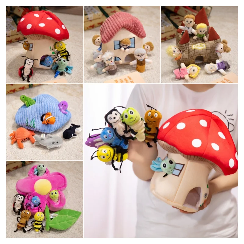 Creative Finger Puppet Set Plush Toy Fairy Tale Family Series Hand Puppet Role Play Tell Story Cloth Doll Party Props