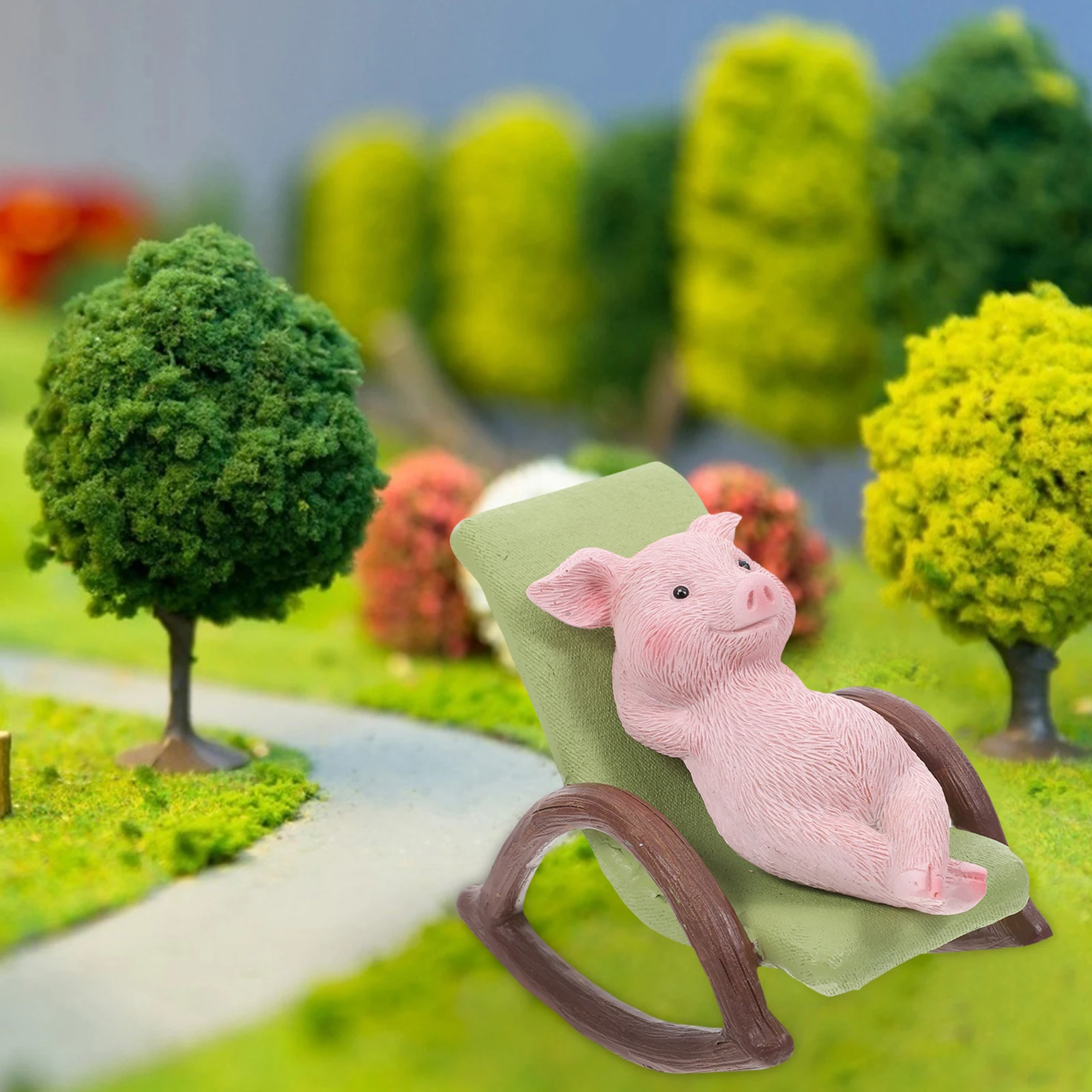 

Resin Animal Sculpture Durable Design Outdoor Garden Decor Rabbit Statue Mini Size Versatile Placement Pig Decor Figurines