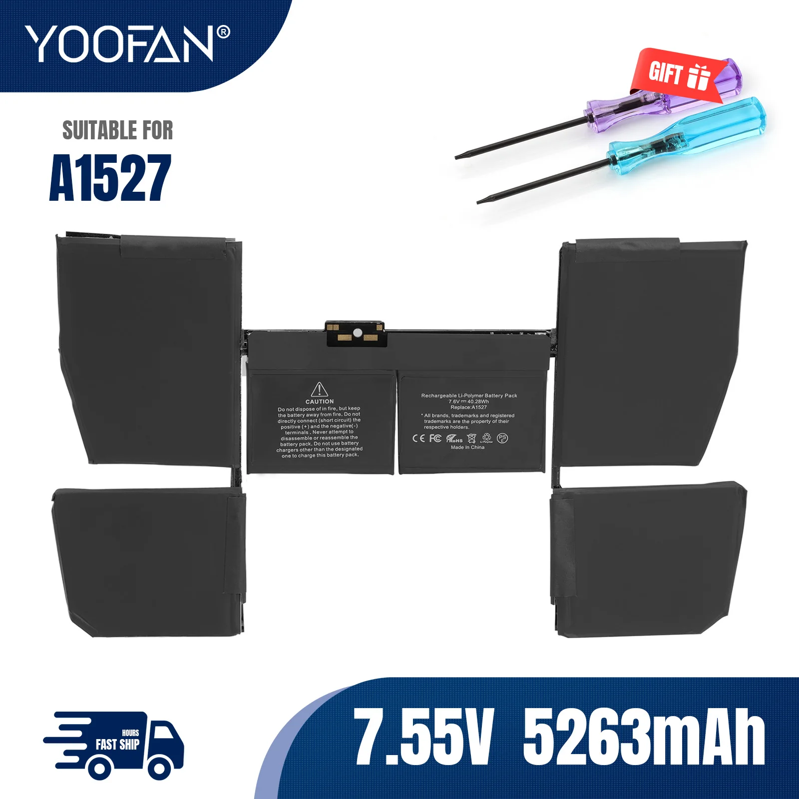 

YOOFAN A1527 A1705 Laptop Battery for Apple Macbook pro 12" A1534 2015 2016 2017 year MF855 MJY32CH/A MK4M2 EMC2746 EMC2991