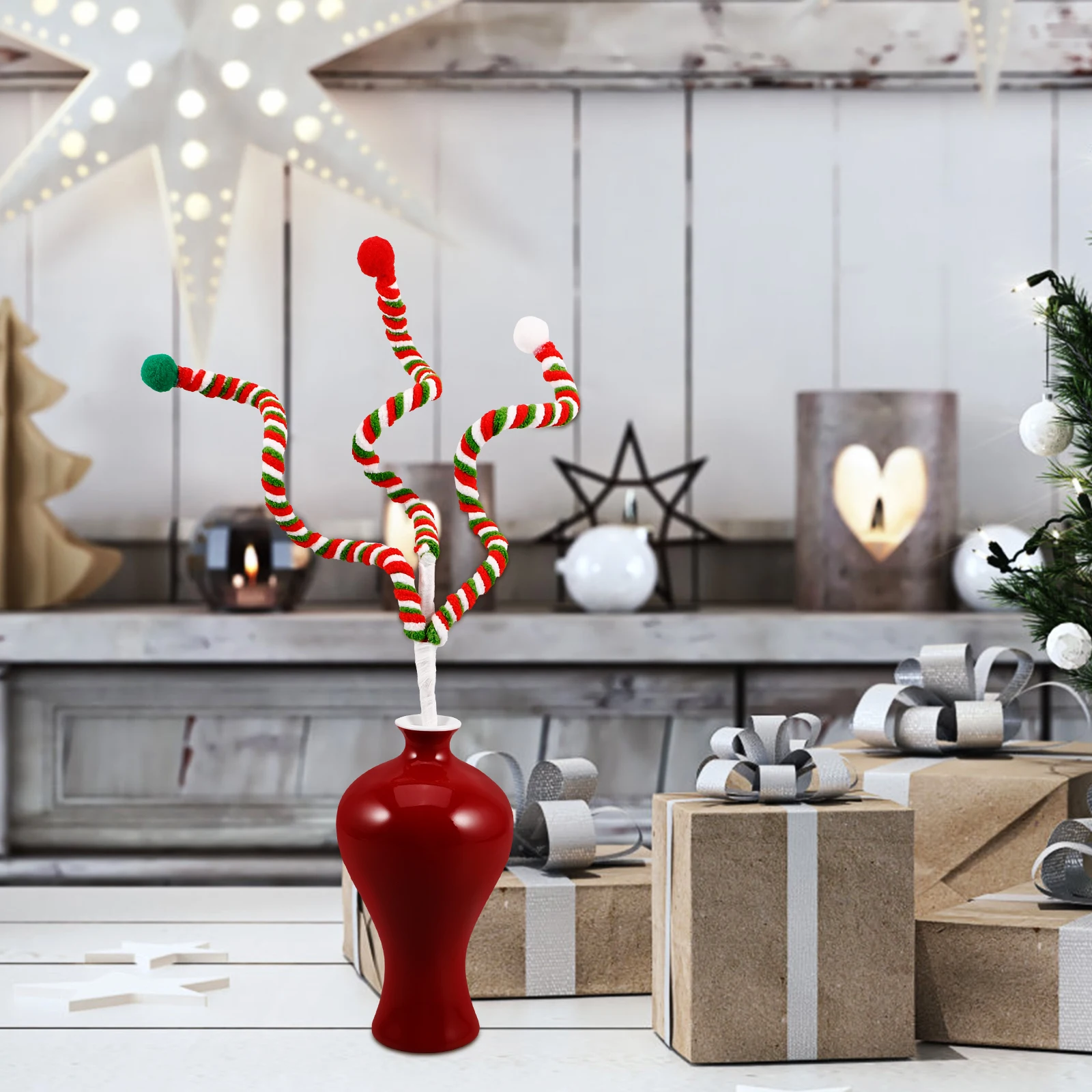 

Candy Colored Bell Christmas Tree Picks Woolen Bells Curly Branches Xmas Wreath Decorations Holiday Party Tree Ornaments