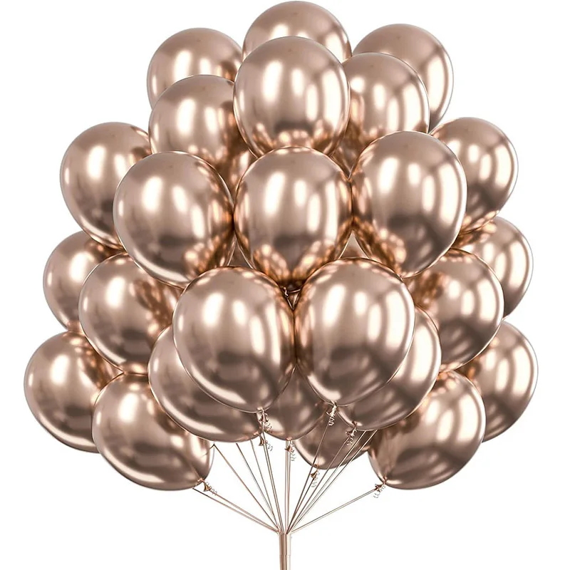 30pcs Chrome Champagne Gold Latex Balloons Happy Birthday Party Decorations Kids Adult Boy Girl Baby Shower Wedding Supplies