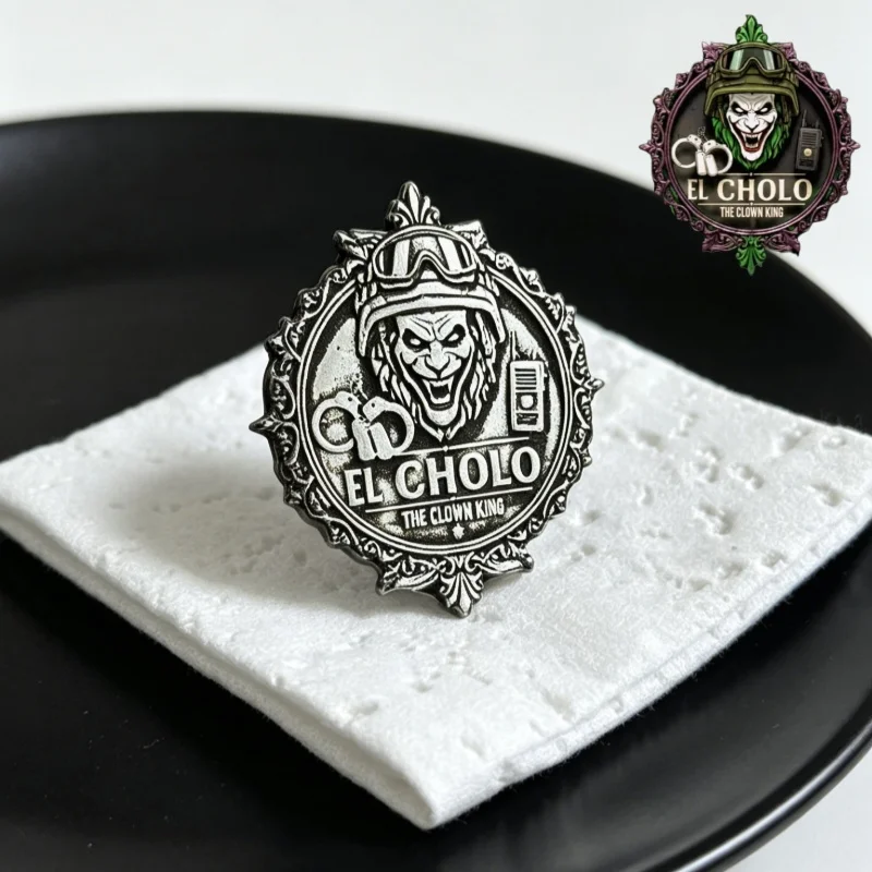Custom Clown Logo Brooch Personalized Retro Gothic stainless steel Metal Badge for Jackets Hats Clothing for Men Women