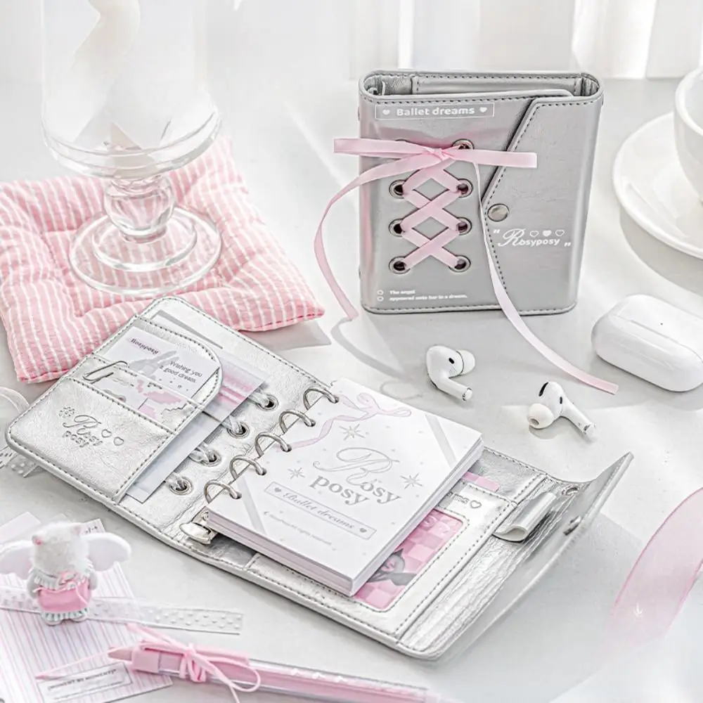 القرطاسية الشريط فضفاضة ورقة دفتر بو الجلود المحمولة اليد دفتر الأستاذ الجمالية البسيطة Balletcore كتاب الاطفال هدية