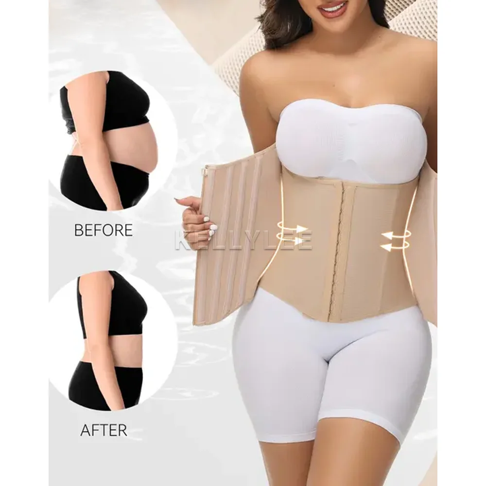 Women's Stretchy Shaper Girdles Colombian Double Compression Waist Trainer for BBL Modeling Shaped Up Tummy Belt Waist Trimmer