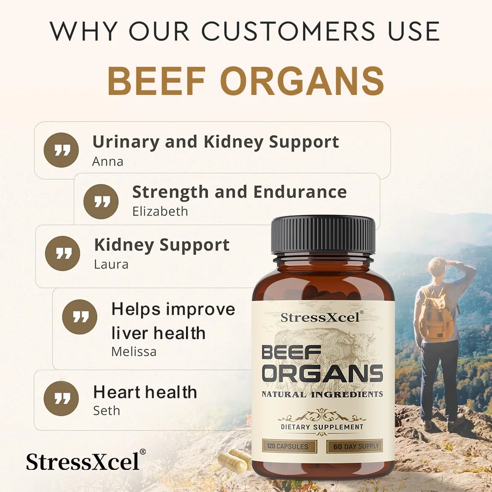 كبسولات كبد لحم البقر المجففة ذات التغذية العشبية لدعم القلب والدماغ والدم والصحة والجهاز المناعي، مناسبة لكل من الرجال والنساء #2