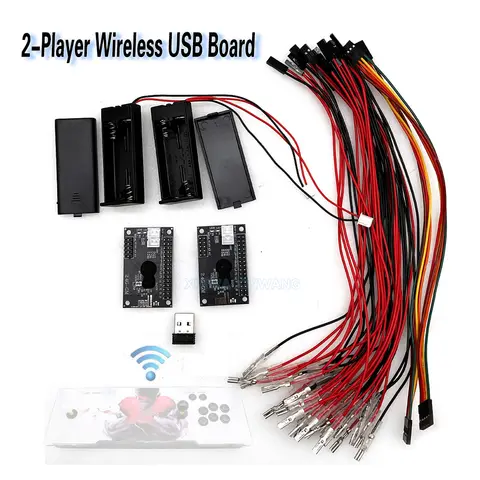 2-Player Wireless  Zero Delay Usb Adapter Encoder Arcade Controls PCB for Pandora Game Joystick Console PC PS3 DIY Kit