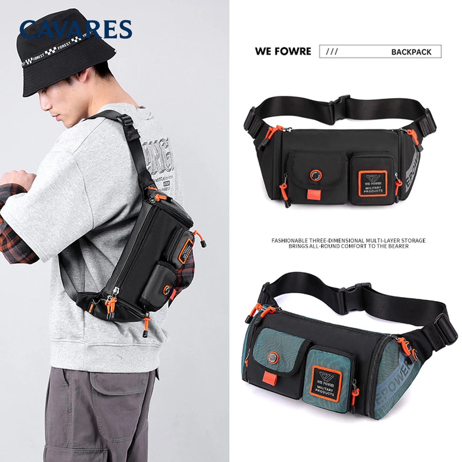 

Men Casual Sling Chest Bag Large Capacity Nylon Waterproof Shoulder Crossbody Outdoor Sport Cycling Riding Hiking Works Daybag