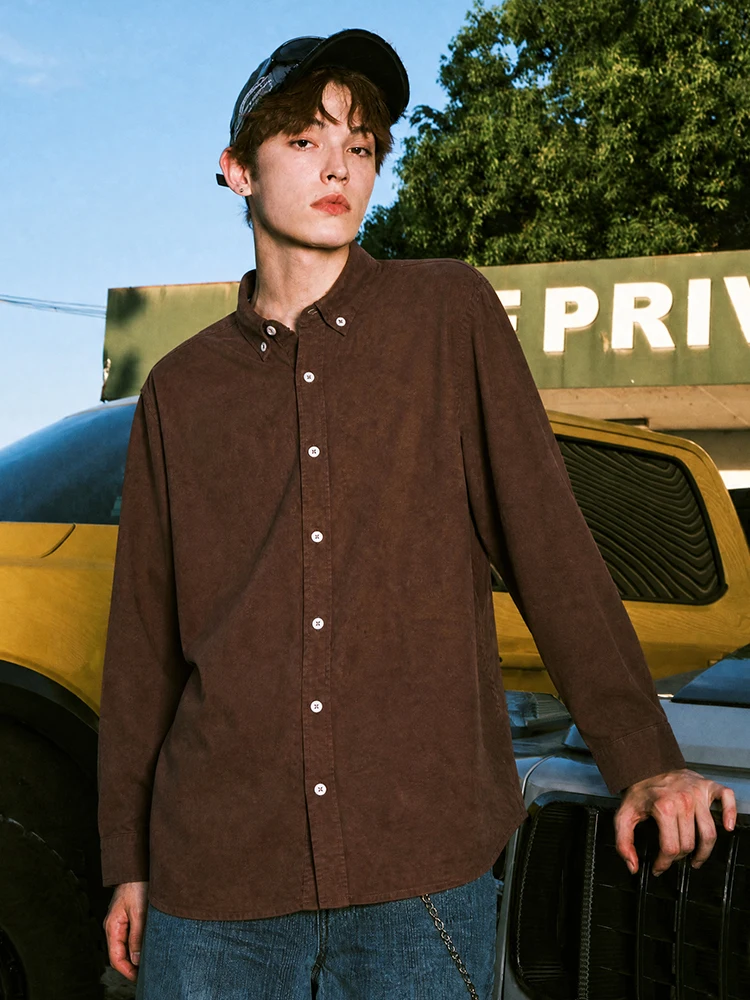 Pure Cotton Long Sleeve Shirt Matcha Story Loose Fit Men Women Autumn New Style Turn-down Collar Casual Comfortable Cotton Shirt