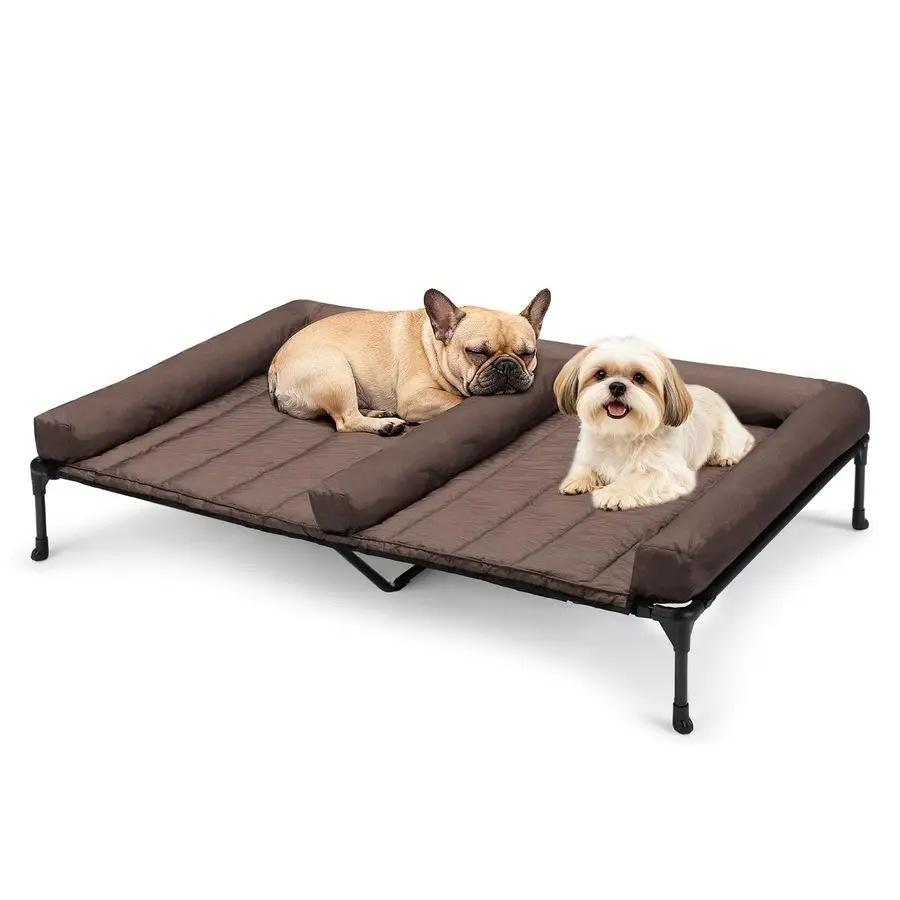 

Cooling Raised Dog Beds Waterproof Double Dog Bed Cushion for Two Medium Dogs, Elevated Pet Cot with Removable Bolster Mat, Brea