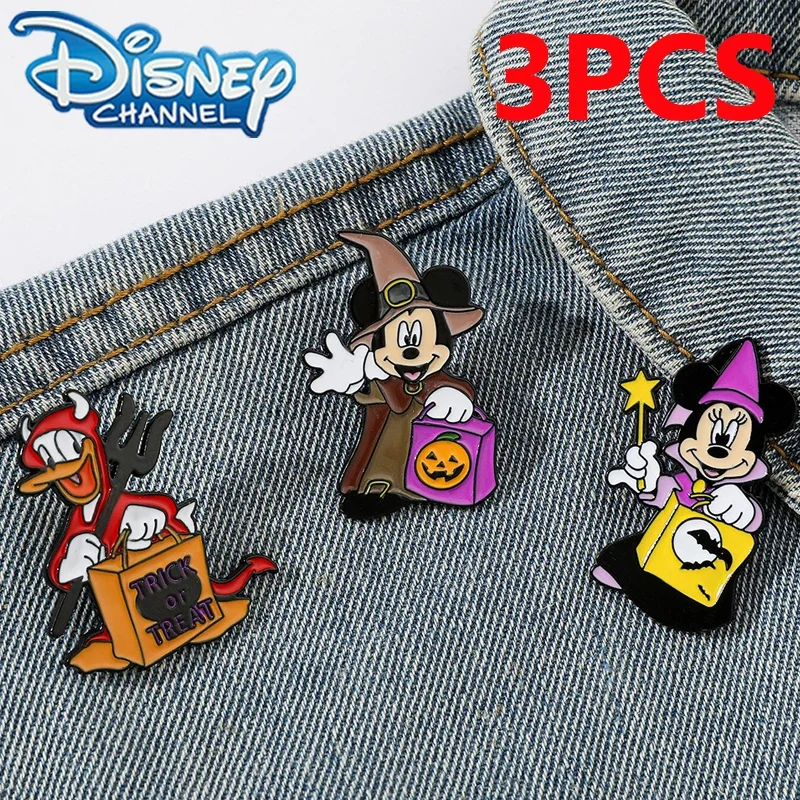 

3PCS Disney Mickey Minnie Halloween Costume Brooch Decoration Cute Cartoon Donald Duck Badge Dripping Oil Alloy Pin Accessories