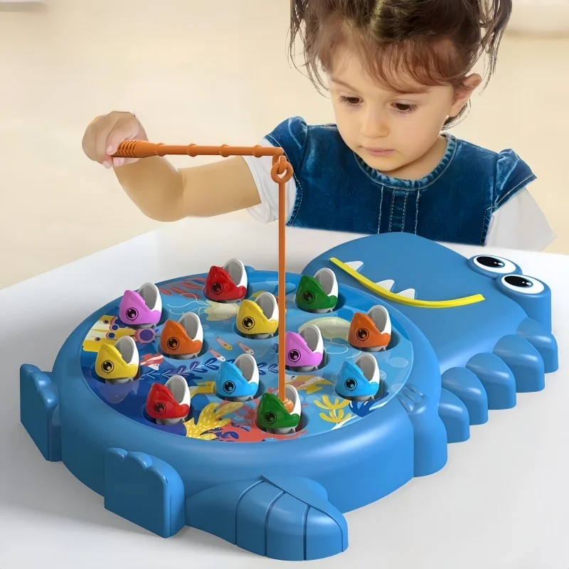 Dinosaur Themed Magnetic Fishing Game Play Rod Educational Toy for Kids Baby Montessori No Rotating Feature Gift for Children