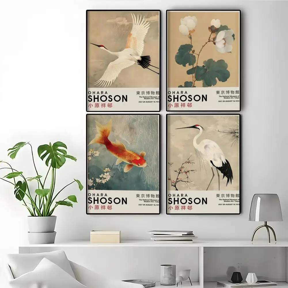 H-Hokusai Ohara Koson Japanese Art Anime Background Wall Poster Stylish Room Accessories Rental Friendly Decor Poster