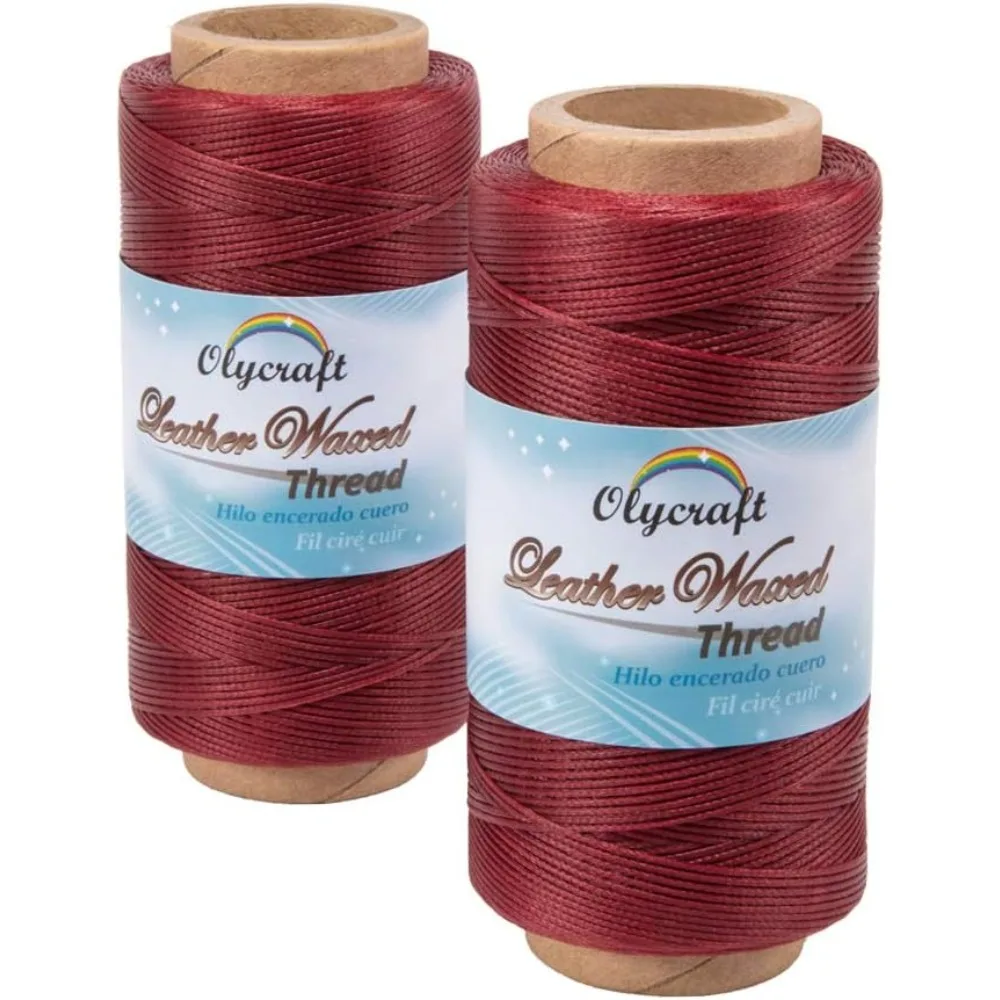 

568 Yards Leather Thread Dark Red 150D/0.8mm Sewing Waxed Thread Stitching Thread Cord for Leather Crafts Book Binding