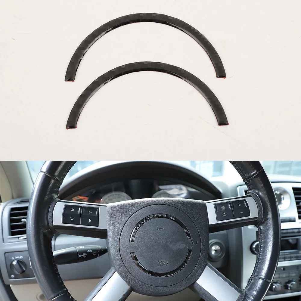 Genuine Carbon Fiber Car Steering Wheel Decoration Stickers For Chrysler 300C 2004-2009 Interior Accessory Trim