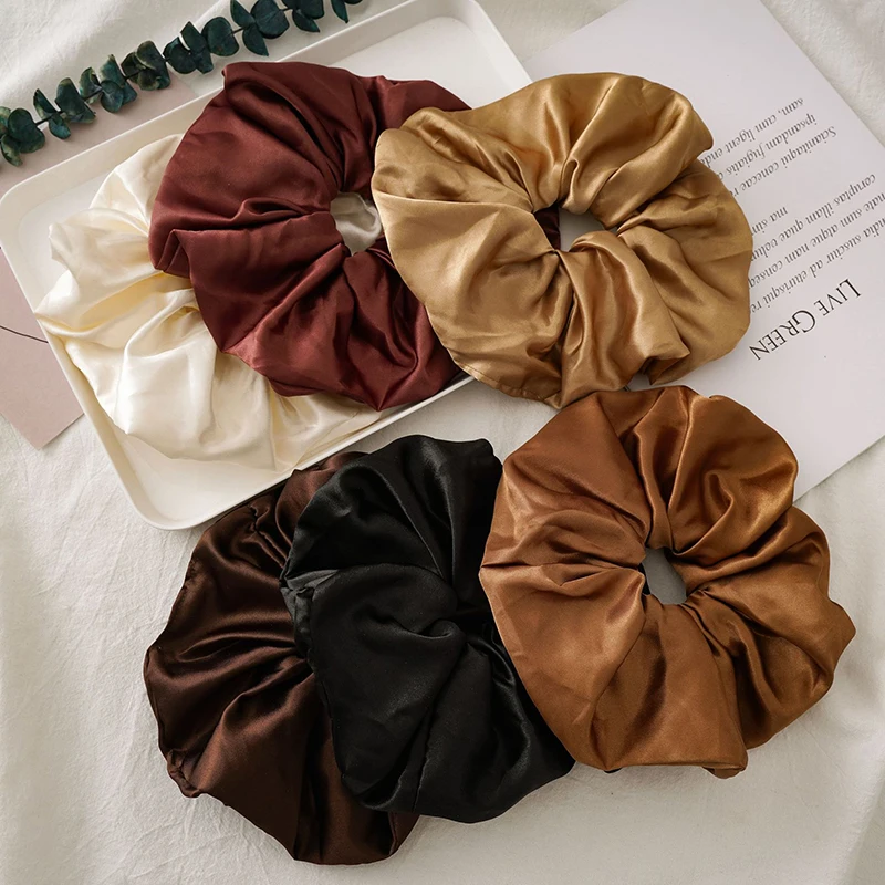 Oversized Scrunchies Rubber Hair Ties Elastic Hair Bands Girs Ponytail Hairstyle Smooth Satin Hair Rings For Women Accessories image 2