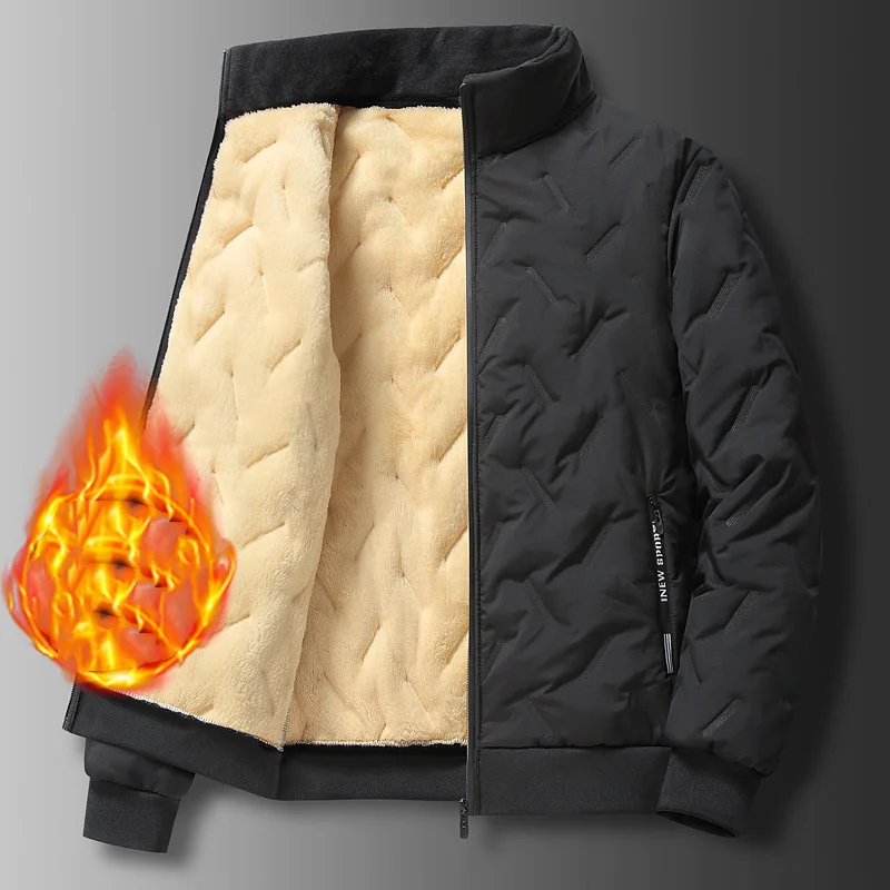 سترة باركر للرجال لعام 2025 سترة سميكة من الصوف مقاومة للبرودة وأكمام طويلة معطف رجالي أنيق فضفاض بياقة واقفة وسحاب ملابس خارجية للرجال #3