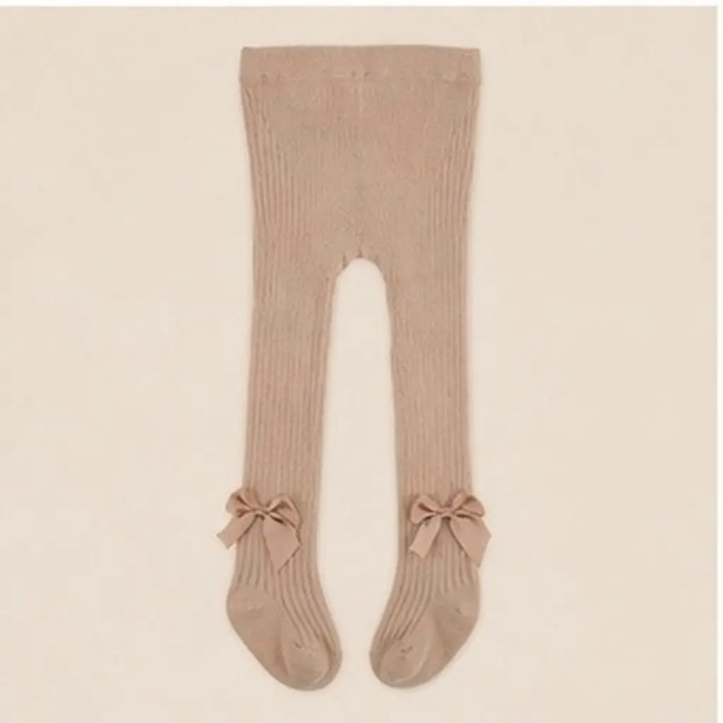 1 Pair Baby Girl Ribbed Bow Socks -Piece Design For Spring Autumn Long Stockings Newborn Toddler Cotton Knee Socks